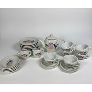 Vintage Honghura Craft Child Doll Porcelain Tea Set  Apple Fruit MCM 22pc